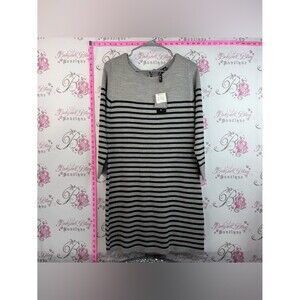 Ripe dress knit zip up back detail Gray and Black Striped Knit Tunic Dress
